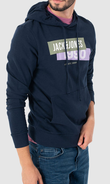 Jack&Jones logo print φούτερ κουκούλα