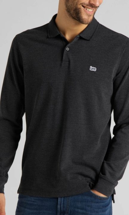 Lee Long Sleeve Pique Polo In Dark Grey Ανδρική Μπλούζα Πολο L61VRL06