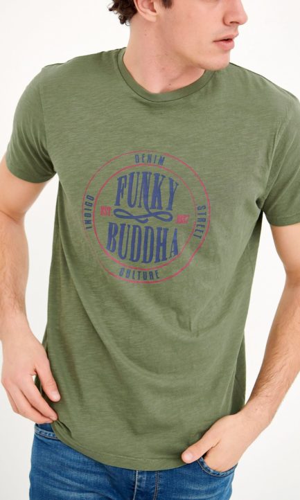 T-Shirt Με Funky Buddha Τύπωμα FBM005-364-04
