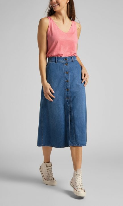 Lee Button Throug Long Skirt In Mid Wick Γυναικεία Φούστα Jean