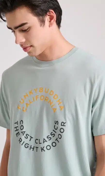 Funky Buddha Ανδρικό T-Shirt text artwork τύπωμα στο στήθος FBM009-089-04